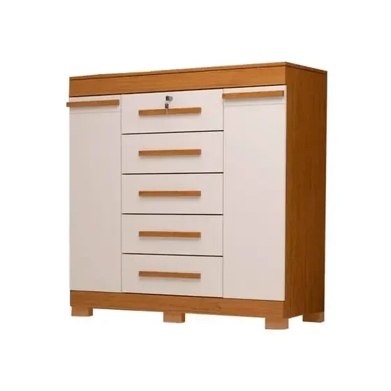 Cômoda Diana com 05 Gavetas e 02 Porta Acp - Cinamomo/off White