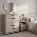 Ver imagem 1 de Conjunto Mesa de Cabeceira 45cm e Cômoda 5 Gavetas 90cm Barcelona Politorno Móveis