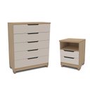 Ver imagem 2 de Conjunto Mesa de Cabeceira 45cm e Cômoda 5 Gavetas 90cm Barcelona Politorno Móveis