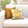 Capa Almofada Mostarda e Floral Amarela Kit com 4 Unidades 45cm x 45cm Tecido Jacquard com zíper - 3