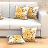 Jogo Capa Almofada Amarela Floral 2 Unidades 45cm x 45cm Tecido Jacquard com zíper - 4