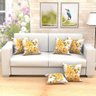 Jogo Capa Almofada Amarela Floral 2 Unidades 45cm x 45cm Tecido Jacquard com zíper - 3