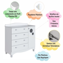 Ver imagem 7 de Cômoda Infantil 4 Gavetas 1 Porta Fraldário Linha Encanto 90cm Branco - Completa Móveis