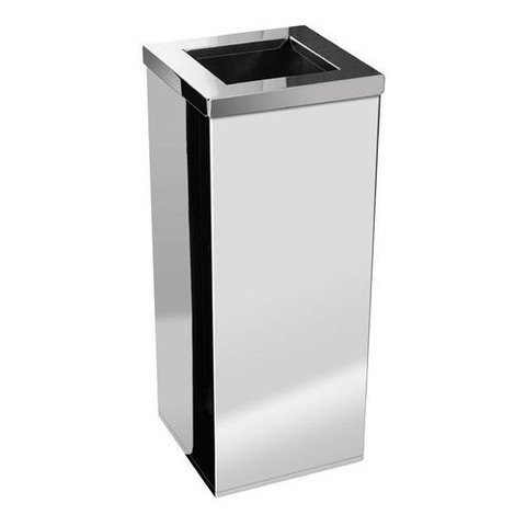 Lixeira Inox Quadrada com Aro em Inox 36 Litros:Inox