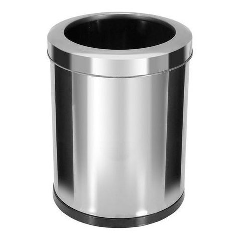 Lixeira Em Inox Com Aro Inox 13,5 Litros:Cinza