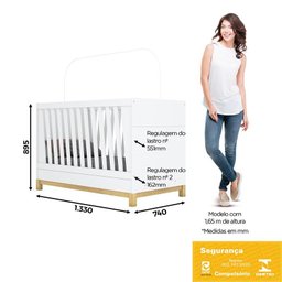 Jogo de Quarto Infantil Alegria com Guarda Roupa e Berço Branco Fosco - Móveis Henn - 7