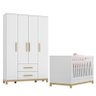 Jogo de Quarto Infantil Alegria com Guarda Roupa e Berço Branco Fosco - Móveis Henn - 1