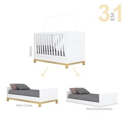 Jogo de Quarto Infantil Alegria com Guarda Roupa e Berço Branco Fosco - Móveis Henn - 6