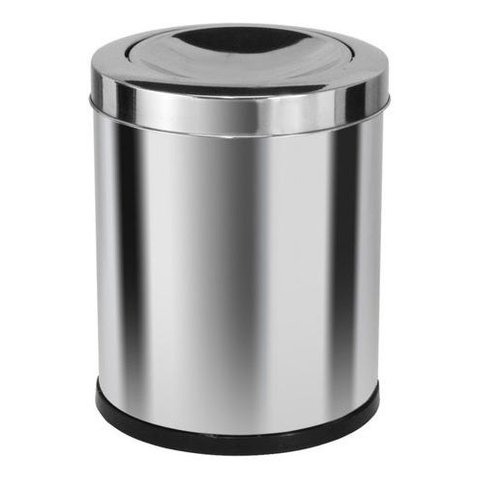 Lixeira Emaço Inox Com Tampa Meia Esfera 22 Litros:Cinza