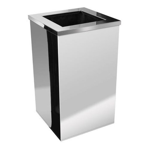 Lixeira Inox Quadrada Com Aro Inox 100 Litros:Inox