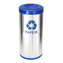 Ver imagem 1 de Lixeira Em Aço Inox Com Tampa Meia Esfera Pintada 22 Litros:Azul