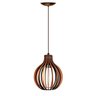 Lustre Redondo Pendente de Madeira 21x18cm - Chocolate - 2