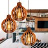 Lustre Redondo Pendente de Madeira 21x18cm - Chocolate - 4