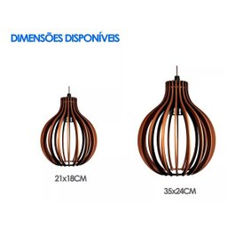 Lustre Redondo Pendente De Madeira 21x18cm - Marfim - 5 Lustre Redondo Pendente De Madeira 21x18cm - Marfim - 5