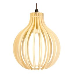 Lustre Redondo Pendente De Madeira 21x18cm - Marfim - 1 Lustre Redondo Pendente De Madeira 21x18cm - Marfim - 1