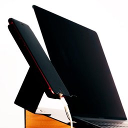 Suporte de Notebook e Celular Moderno em Madeira e Metal - 3