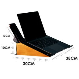 Suporte de Notebook e Celular Moderno em Madeira e Metal - 4