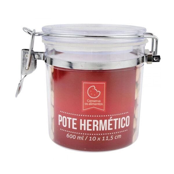Kit 4 Pote Hermético Acrilíco Redondo Transparente Clink - 3