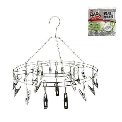 Varal Aço Inox Suspenso Meias e Roupa Intima -24 Prendedores