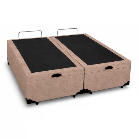 Cama Box Baú Casal 138 Bipartido - Suede Bege