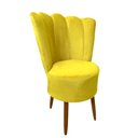 Ver imagem 1 de Cadeira Poltrona Decorativa Pétala Veludo Luxo Premium Pés Retrô Palito Sala e Quarto Amarelo