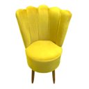 Ver imagem 2 de Cadeira Poltrona Decorativa Pétala Veludo Luxo Premium Pés Retrô Palito Sala e Quarto Amarelo