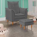 Ver imagem 3 de Poltrona de Amamentação com Puff Quarto de Bebê Bia Suede Cor:cinza