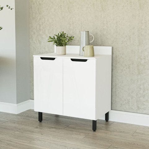 Balcão de Cozinha 80cm 2 Portas Meena Branco Politorno Móveis