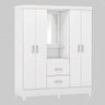 Guarda Roupa Solteiro 4 Portas com Espelho e 2 Gavetas Loanda Branco-rosa-branco - 6