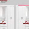 Guarda Roupa Solteiro 4 Portas com Espelho e 2 Gavetas Loanda Branco-rosa-branco - 2