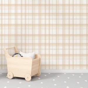 Papel de Parede Infantil Xadrez Tartan Bege