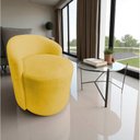 Ver imagem 1 de Poltrona Decorativa Yara Orgânica Couro Amarelo