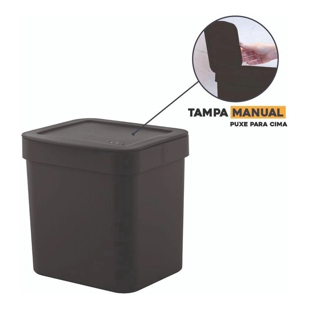 Lixeira Plástica Trium 2,5l Lx500 ou - Preto - 17x14,5x16cm - 2
