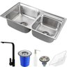 Cuba para cozinha pia dupla com acessórios e lixeira Ticunas e Torneira monocomando gourmet Tapaj - 1
