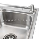 Ver imagem 4 de Cuba para cozinha pia dupla com acessórios e lixeira Ticunas e Torneira monocomando gourmet Tapaj