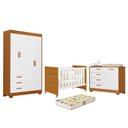 Ver imagem 1 de Dormitório Zaki Guarda Roupa, Cômoda e Berço Evolution Branco Fosco/savana com Colchão Supreme