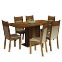 Ver imagem 2 de Conjunto Sala de Jantar Mesa Tampo de Madeira 6 Cadeiras Rustic/crema/bege Augusta Madesa