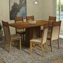 Ver imagem 1 de Conjunto Sala de Jantar Mesa Tampo de Madeira 6 Cadeiras Rustic/crema/bege Augusta Madesa