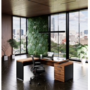 Ver imagem 1 de Mesa Diretor Web40: Elegância Vidro 1,92x1,60 - Nogal/Preto