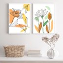Ver imagem 2 de Kit 2 Quadros Decorativos Flores Soft aquarela 45x34cm:madeira Preta