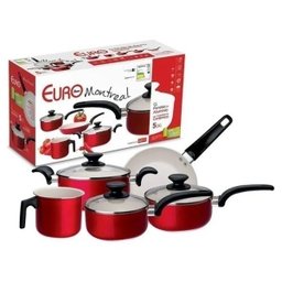 Jogo Panelas Antiaderente Cerâmico 5 Peças Vermelho Montreal - 3