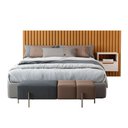 Ver imagem 2 de Cabeceira Ripada Cama Casal com 1 Mesa Turim Nature Pérola