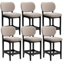 Ver imagem 1 de Kit 06 Banquetas Baixa Bar Cozinha e Sala de Jantar Fixa Betta L02 Preto Bouclê Bege - Lyam Decor