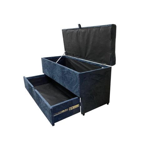 Recamier Puff Baú Sapateira e Gaveta 90 cm para Cama de Solteiro - Cinza Escuro Chumbo
