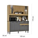 Ver imagem 2 de Kit Cozinha Coral 8 Portas Damasco Ripado/cinza