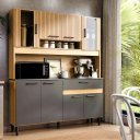Ver imagem 1 de Kit Cozinha Coral 8 Portas Damasco Ripado/cinza