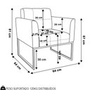 Ver imagem 4 de Poltrona Base Industrial Dourado Kit 2 Ana Veludo Luxo Off White - Ibiza