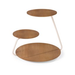 Mesa Auxiliar Leblon Aço Carbono Dourado Tampo Madeira Âmbar - 1