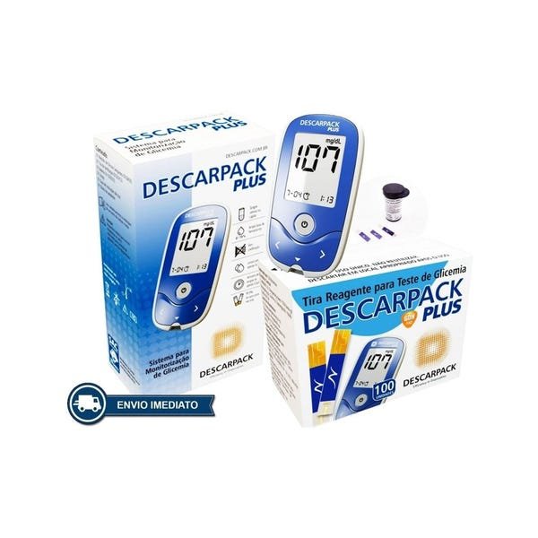 Aparelho Medidor Glicose Descarpack Plus + 100 Tiras - 4
