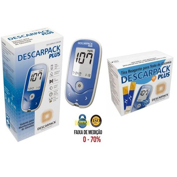 Aparelho Medidor Glicose Descarpack Plus + 100 Tiras - 2